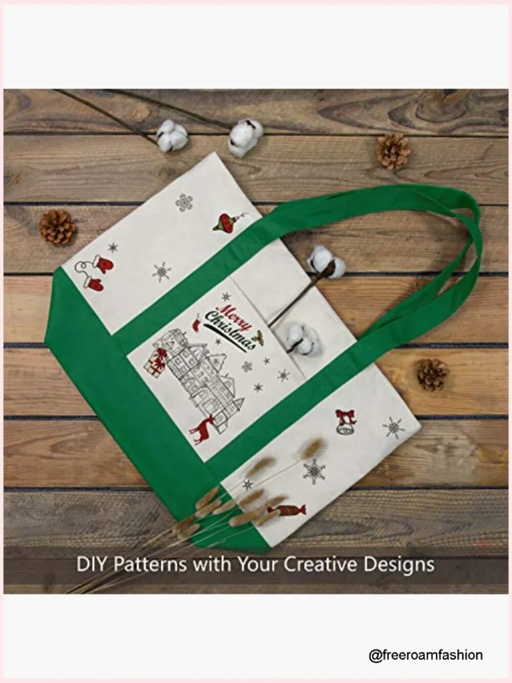 Canvas Tote Bag with Zipper Closure & Pocket